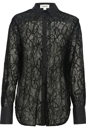 Soaked in Luxury Shirts, female, , S, Lace Shirt with Long Sleeves