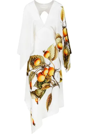 Salvatore Ferragamo Midi Dresses, female, , 2XS, Botanical Print Dress with Open Back