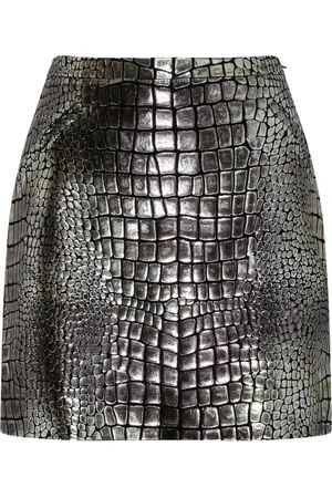 Tom Ford Leather Skirts, female, , 2XS, Silver Croc Effect Leather Mini Skirt
