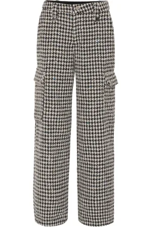 ROTATE Sparkly Houndstooth Trousers, Black