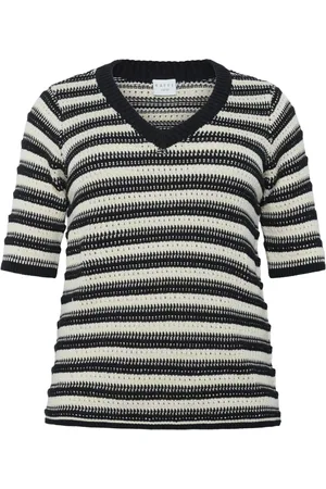 Kaffe Striped Pullover Jumper V-Neck Style
