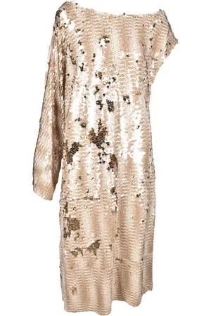 ERIKA CAVALLINI Sequin Long Dress with Asymmetric Sleeves