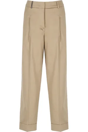 PESERICO SIGN Cropped Trousers, female, , L, Cotton Trousers with Elastic Waist