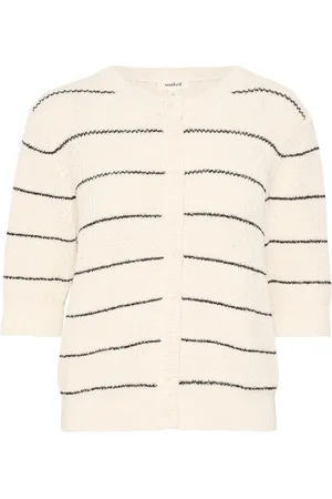 Soaked in Luxury Cardigans, female, , 2XL, Black Row Cardigan Jumper