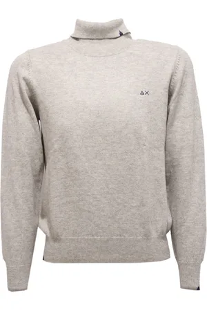 sun68 Knitwear, male, , 10 Y, Kids Slim Grey Turtleneck Jumper