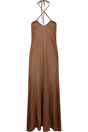 Tom Ford Maxi Dresses, female, , M, Bronze Maxi Dress Halter Neck Ankle