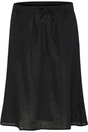 Cream Short Skirts, female, , L, Linen Skirt with Elastic Waist