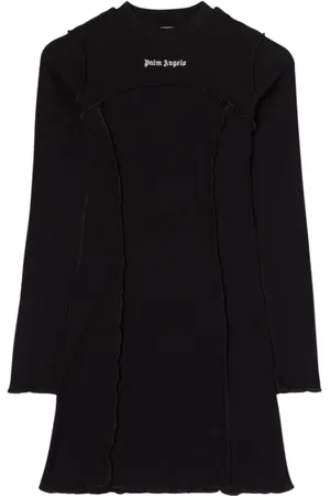 Palm Angels Short Dresses, female, , S, Logo Rib Dress Long Sleeve