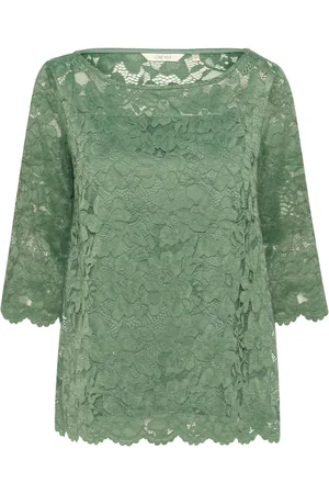 Cream Blouses, female, , 2XL, Elegant Lace Blouse Laurel Wreath