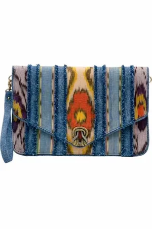 CLARIS VIROT Patchwork Pochette Alicia Denim Orange Green