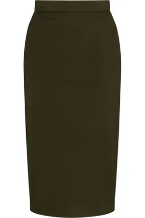 Max Mara Olive Canvas Pencil Skirt