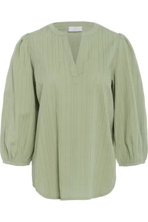 Kaffe Oil Blouse with V-Neck