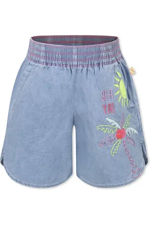 Billieblush Denim Casual Shorts with Palm Embroidery