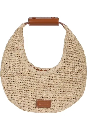 Staud Raffia Tote Bag with Moon Design