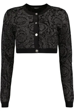VERSACE Barocco lurex cardigan with contrast trim