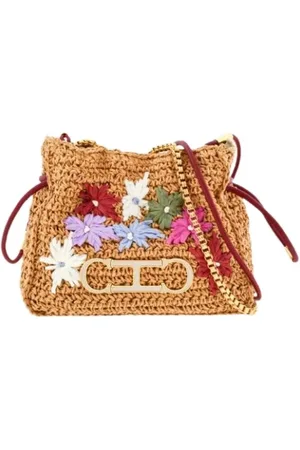 Carolina Herrera Floral Soft Bucket Bag with Initials Insignia