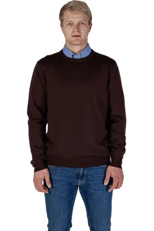 Aquascutum Round-neck Knitwear, male, , 2XL, Merino Club Check Elbow Patches Jumper