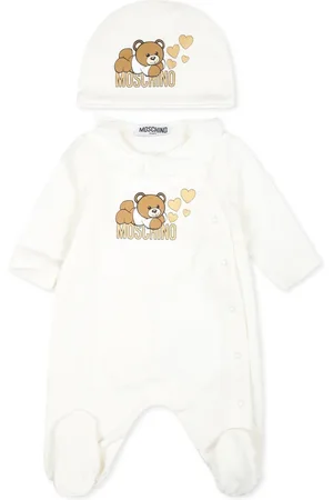 Moschino Ivory Rompers and Hat Set