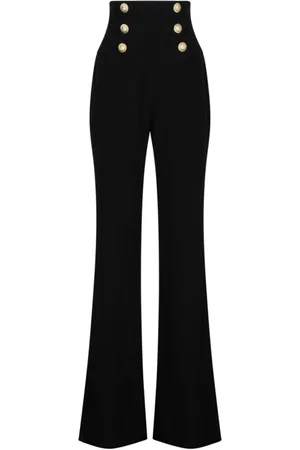 Balmain Wide Trousers, female, , S, Button Embellished Flare Trousers