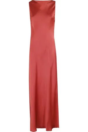 ANTONELLI Coral Long Dress Boat Neck Draped