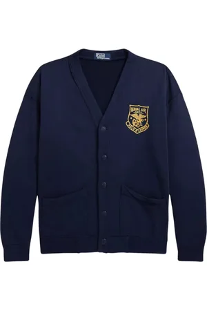 Ralph Lauren Cardigans, male, , S, Navy cardigan with printed crest