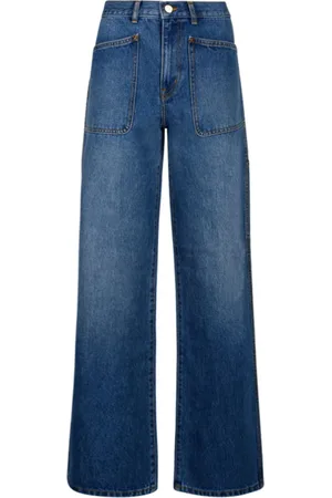 Tory Burch Wide Jeans, female, , W26, Denim Jeans with Logo Pockets