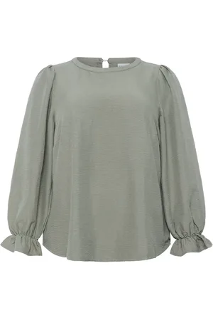 Kaffe Round Neck Blouse Solid Vetiver