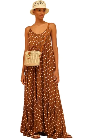 SEMICOUTURE Printed Satin Long Dress with Thin Straps
