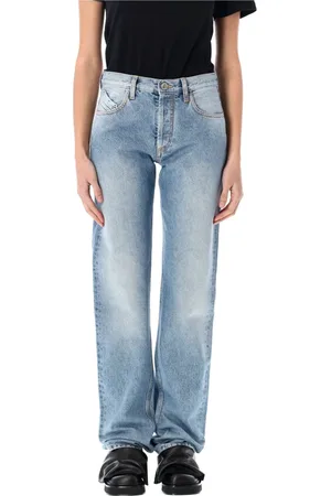 The Attico Denim Boyfriend Trousers with Embroidered Logo