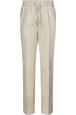 BRIONI Straight Trousers, male, , M, Herringbone Drawstring Trousers