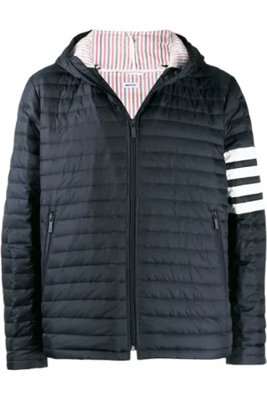 Thom Browne Down Jackets, male, , 2XL, Quilted Navy Zip Jacket