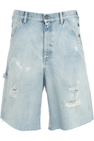 Golden Goose Denim Shorts, male, , W32, Denim Fringed Bermudas