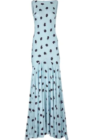 Nina Ricci Rose Print Mermaid Halter Dress