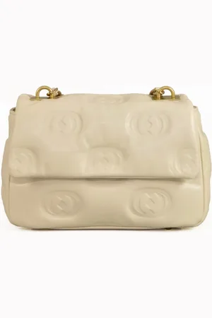 La Carrie Embossed Logo Leather Shoulder Bag
