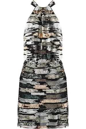 Pinko Short Dresses, female, , 2XS, Sequin Embroidered Black Tulle Dress