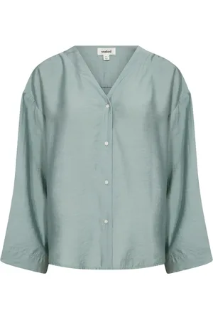 Soaked in Luxury Shirts, female, , S, Elegant V-Neck Shirt Blouse Silver