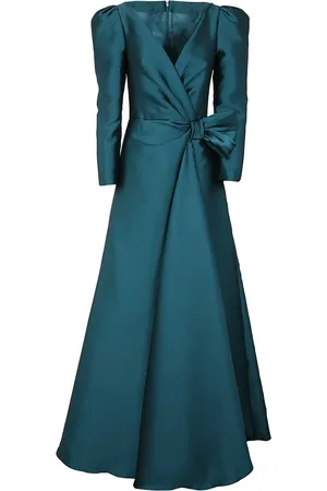 Alberta Ferretti Party Dresses, female, , XS, Mikado V-Neck Dress with Bow