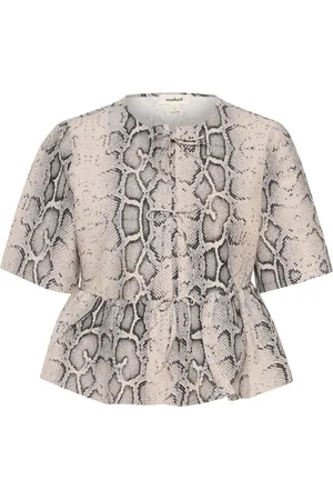 Soaked in Luxury Blouses, female, , S, Feminine Snake Print Peplum Blouse