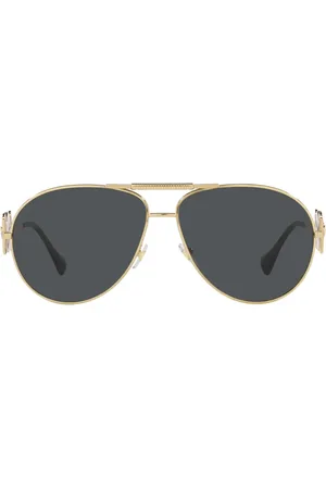 VERSACE Classic Pilot Sunglasses with Dark Grey Lenses and Gold Frame