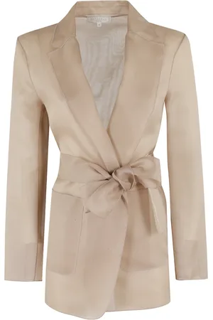 ANTONELLI Blazers, female, , S, Nocciola Organza Blazer with Revers