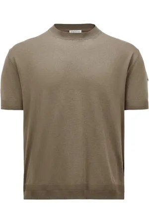Moncler Round-neck Knitwear, male, , 2XL, Short Sleeve Knit Silk Cotton T-shirt