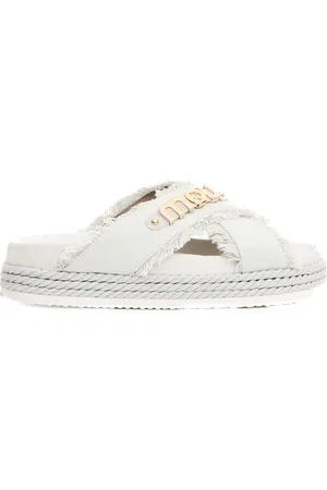 Mou Crossed Sandals with Frayed Finish