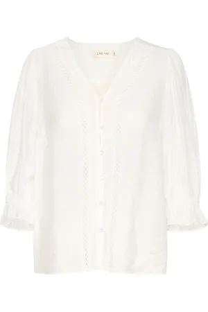 Cream Shirts, female, , S, Marshmallow Blouse with ¾ Sleeves