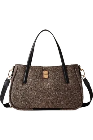 Borbonese Shoulder Bags, female, , ONE SIZE, Fabric handbag with leather details