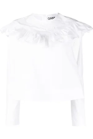 Ganni Blouses, female, , XS, Frill Blouse