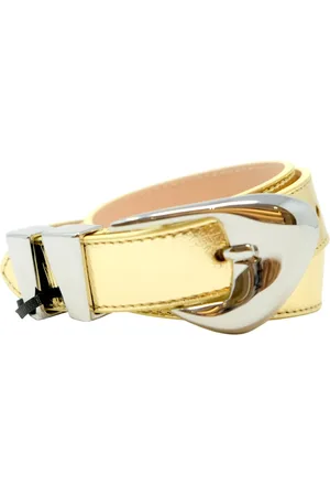 By Far Belts, female, , L, Gold Metallic Leather Belt Accessories