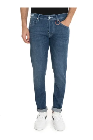 sartoria tramarossa Slim-fit Jeans, male, , W32, Stone Washed Denim Jeans with Buttons