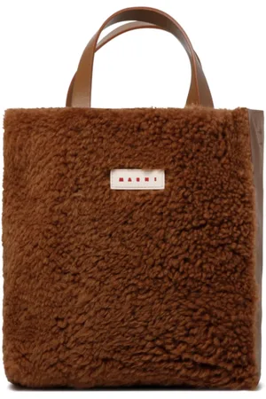 Marni Tote Bags, female, , ONE SIZE, Shearling Logo Patch Tote Bag