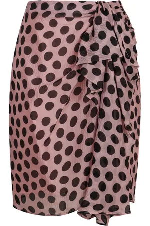 Nina Ricci Midi Skirts, female, , XS, Polka-dot Silk Skirt Ruffled Asymmetric