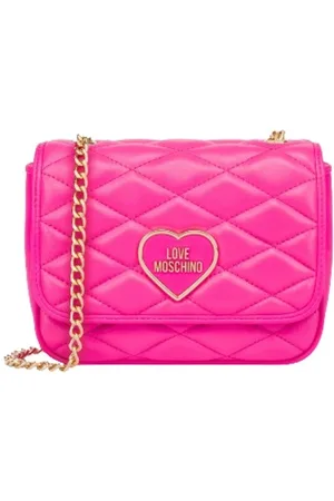 Moschino Cross Body Bags, female, , ONE SIZE, Quilted Fuchsia Hand Bag with Chain